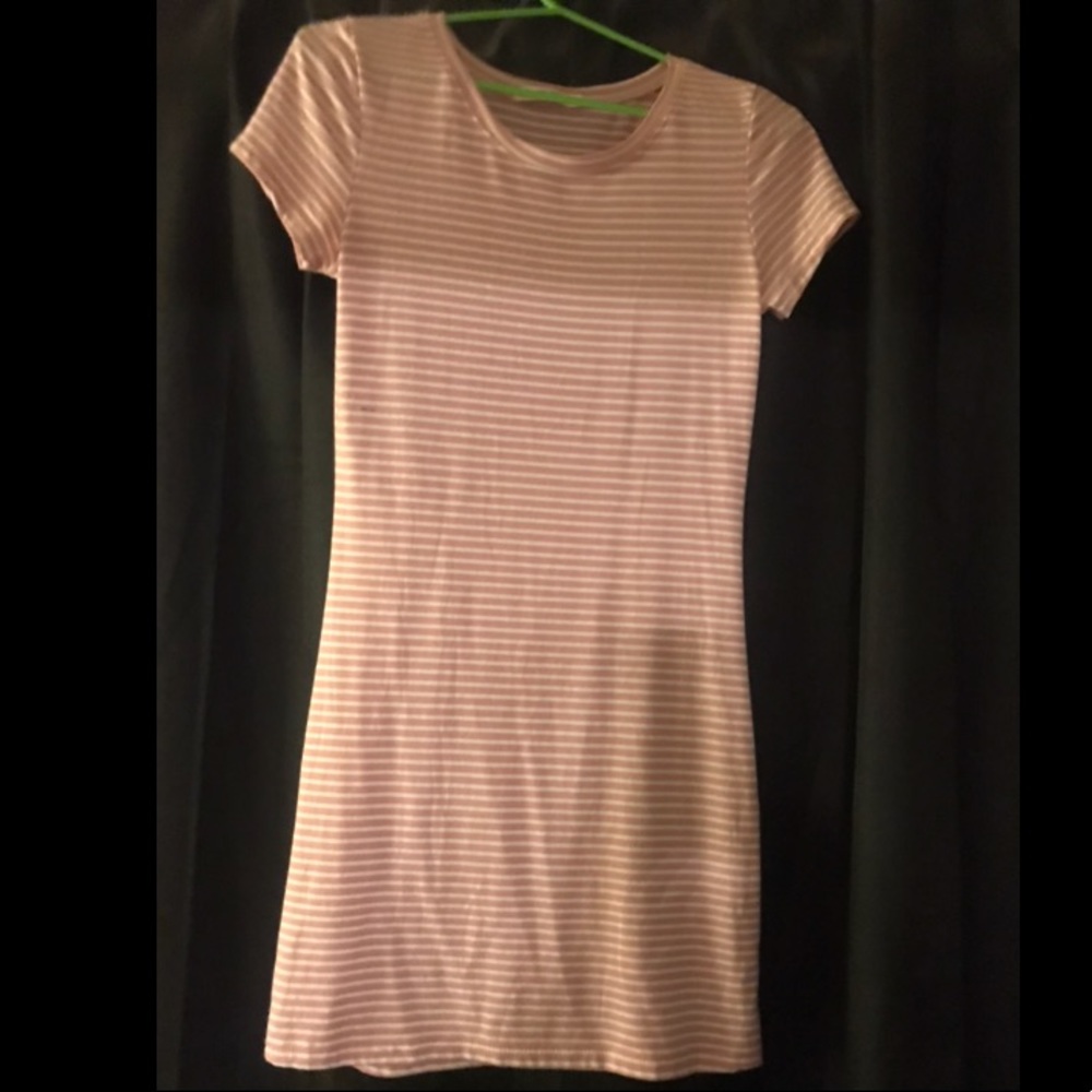 Pink and white striped bodycon dress